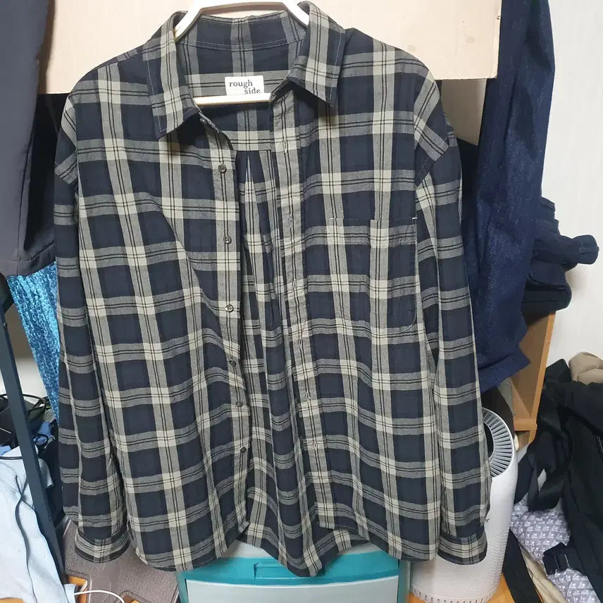[BUNJANG] Roughside Navy Plaid Shirt (Size 2) / 러프사이드 네이비 플레이드 셔츠 2사이즈 팝니다.~