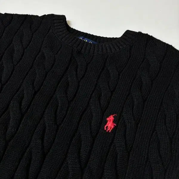[BUNJANG] Polo Ralph Lauren QR Cable Knit Sweater / 폴로 랄프로렌 큐알 신형 꽈배기 코튼 니트 PN8069