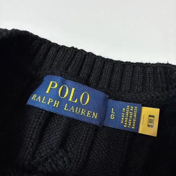 [BUNJANG] Polo Ralph Lauren QR Cable Knit Sweater / 폴로 랄프로렌 큐알 신형 꽈배기 코튼 니트 PN8069