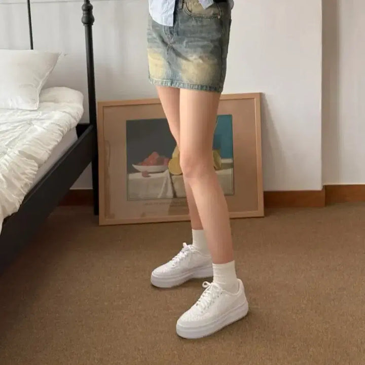 [BUNJANG] Nike Court Vision Alta White Sneakers / 나이키 코트 비전 알타 흰색 운동화