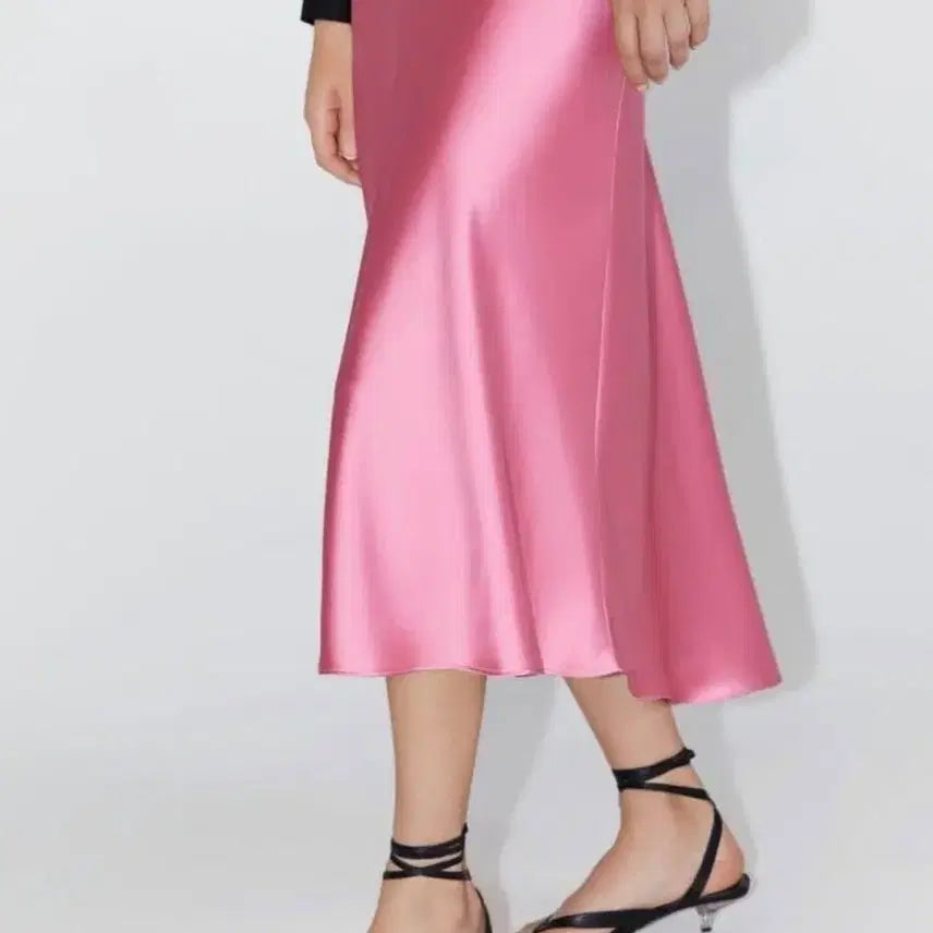 [BUNJANG] ZARA Pink Satin Long Skirt / 자라 핑크 새틴 롱스커트
