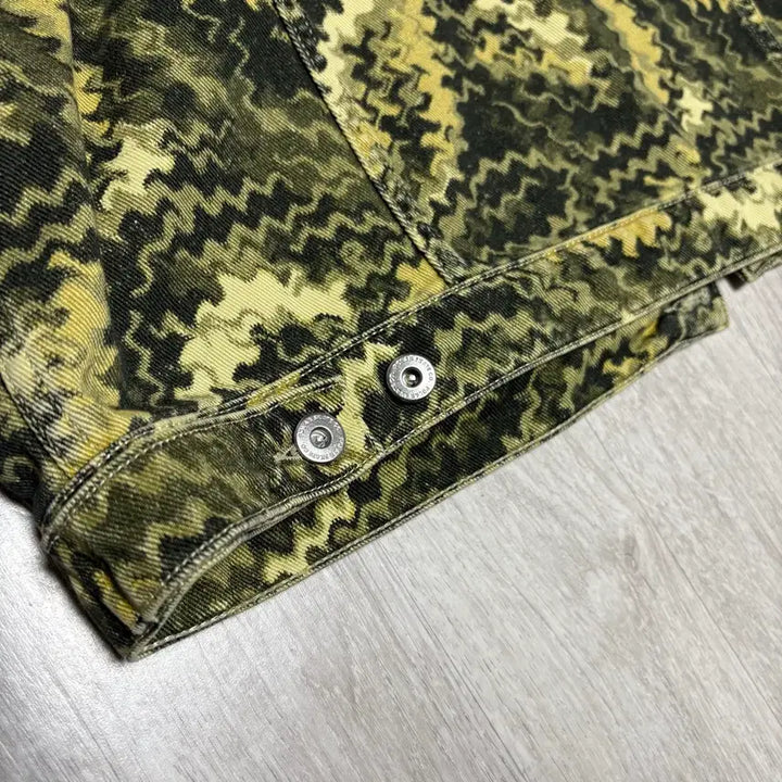 [BUNJANG] Polar Skate Yellow Pattern Denim Jacket / POLAR SKATE 폴라스케이트 열로우 패턴 데님 자켓