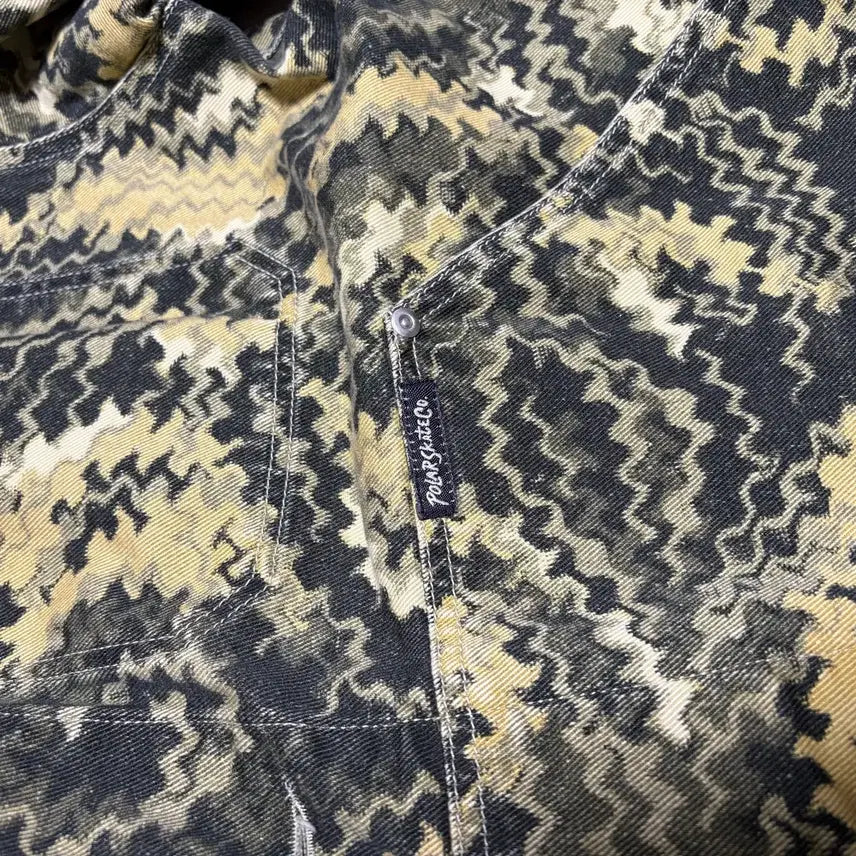 [BUNJANG] Polar Skate Yellow Pattern Denim Jacket / POLAR SKATE 폴라스케이트 열로우 패턴 데님 자켓