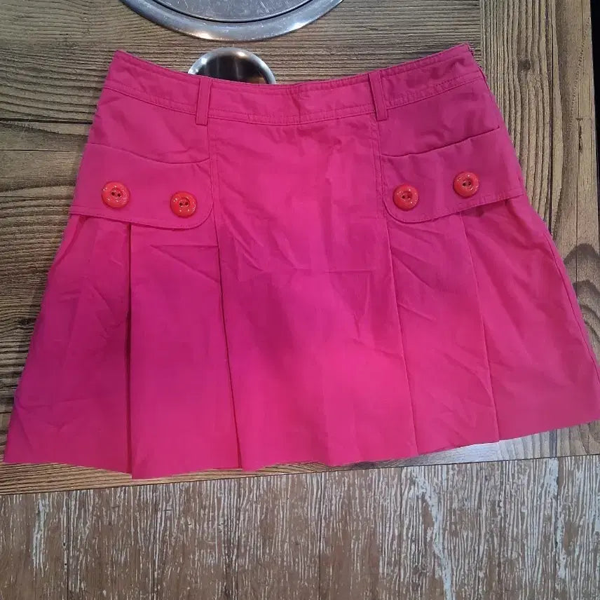 [BUNJANG] Hot Pink Pleated Mini Skirt / 핫핑크 플리츠 미니스커트
