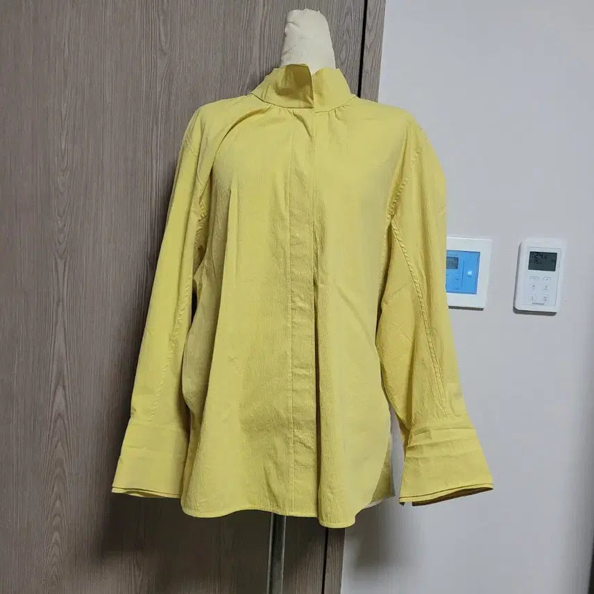 [BUNJANG] Kuho Stand Collar Oversized Blouse / 구호 오버핏 면+마 스탠드 칼라 긴팔 블라우스