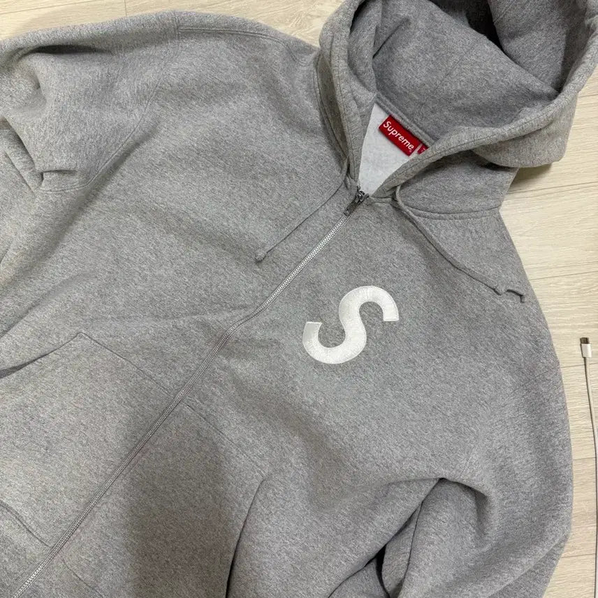 [BUNJANG] Supreme S Logo Hoodie Gray / 슈프림s로고 후드집업 그레이