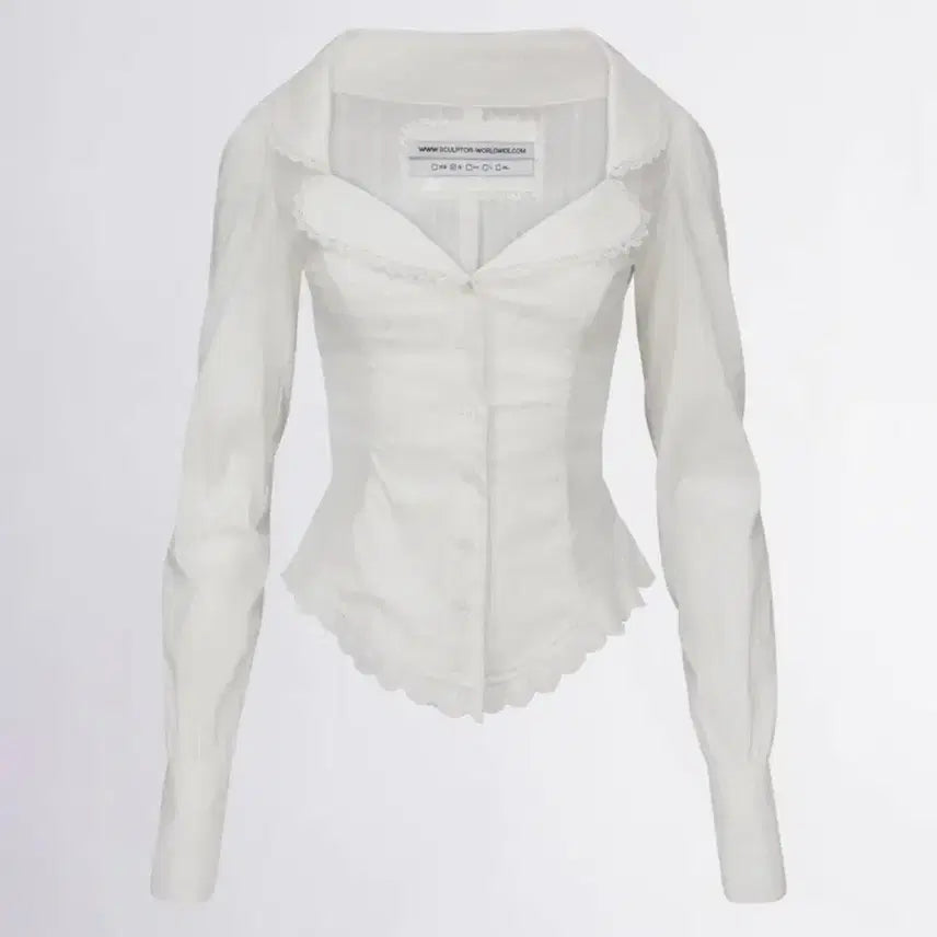 [BUNJANG] Sculptor Clover Leaf Neck Blouse Ivory / 스컬프터 Clover Leaf Neck Blouse Ivory 구합니다