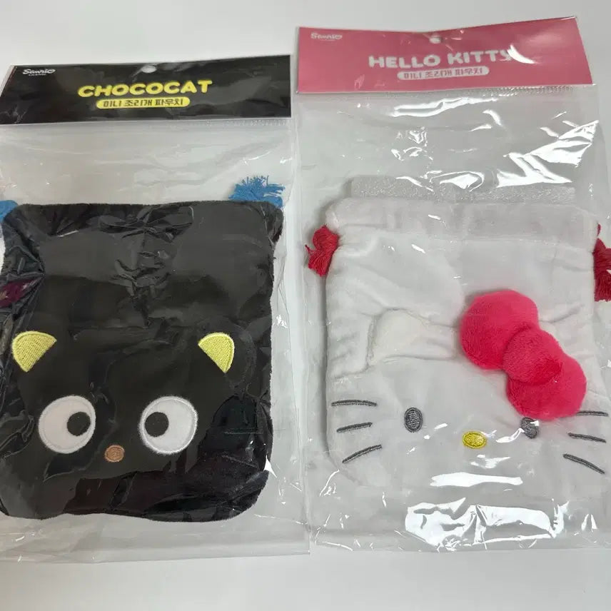[BUNJANG] Sanrio Hello Kitty & Chococat Mini Drawstring Pouch / (새상품) 산리오 정품 미니 조리개 파우치 키티 초코캣