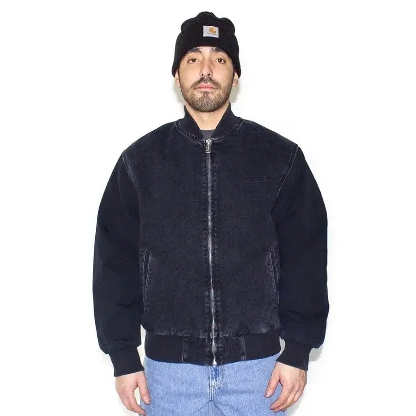 [BUNJANG] Carhartt WIP Maitland Denim Bomber Jacket / 칼하트 WIP 오가닉 코튼 메이틀랜드 데님 팍손 봄버 블랙 스톤 워시드
