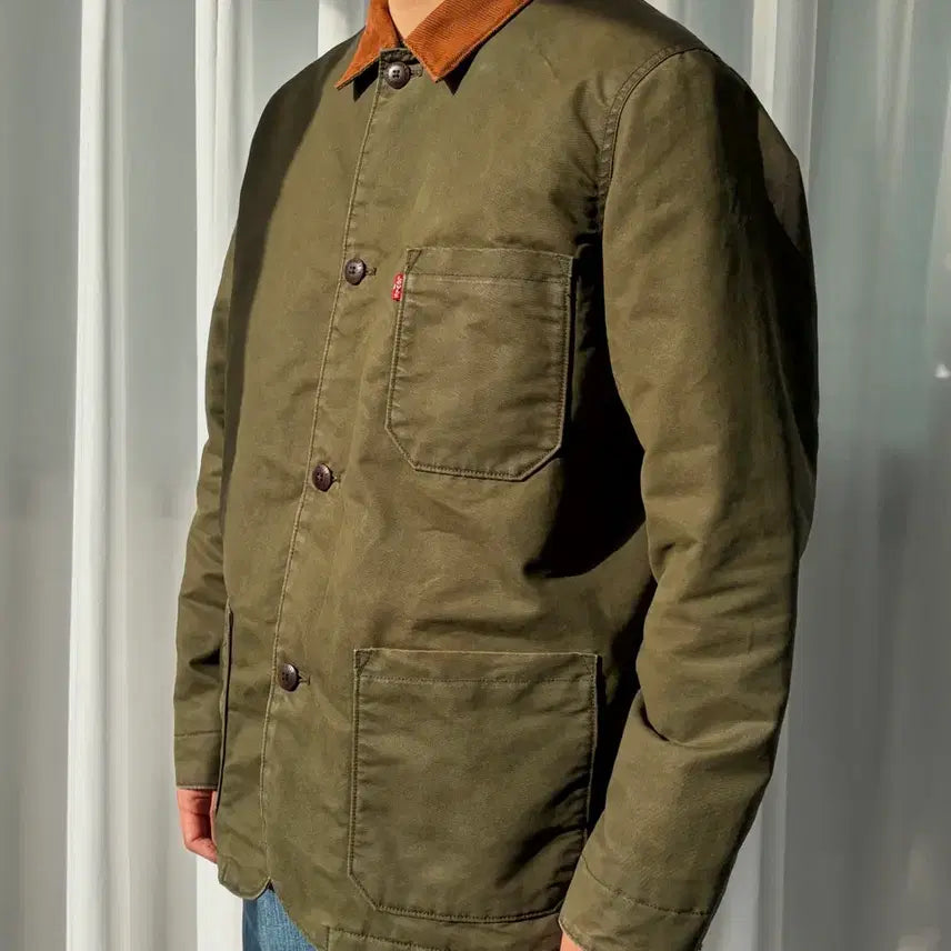 [BUNJANG] Levi's Waxed Olive Engineer Work Jacket / [L]리바이스 Levi's 왁스 올리브 엔지니어 워크 자켓