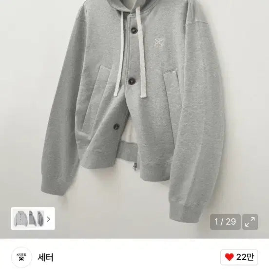 [BUNJANG] Setter Theo Hoodie Gray / 세터 테오 후드 집업 그레이