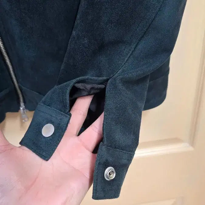 [BUNJANG] Biker Suede Jacket (Green) - Size 100 / 바이커 스웨이드 자켓 (그린) 100사이즈