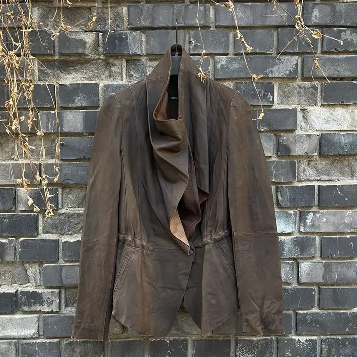 [BUNJANG] DECO High Neck Leather Jacket / [XS~S] DECO 하이넥 레더 여성 자켓