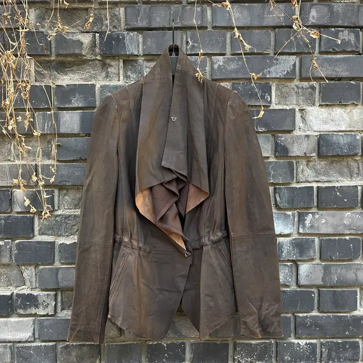 [BUNJANG] DECO High Neck Leather Jacket / [XS~S] DECO 하이넥 레더 여성 자켓