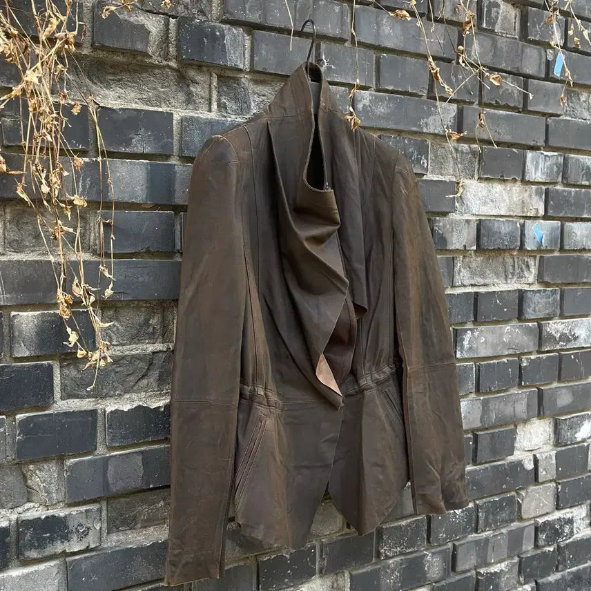 [BUNJANG] DECO High Neck Leather Jacket / [XS~S] DECO 하이넥 레더 여성 자켓