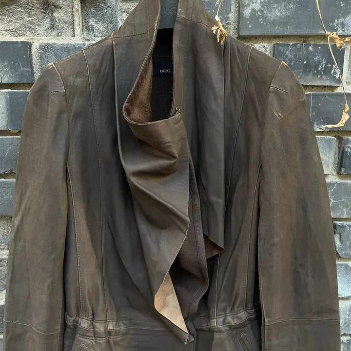 [BUNJANG] DECO High Neck Leather Jacket / [XS~S] DECO 하이넥 레더 여성 자켓