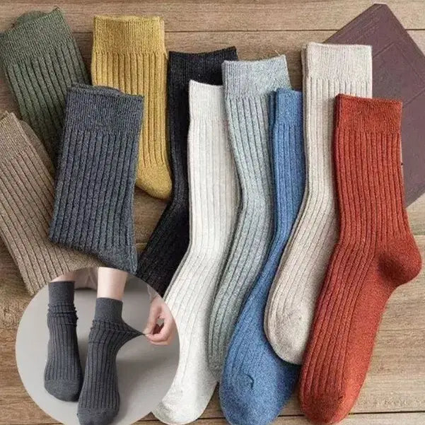 [BUNJANG] Women's Mid-Crew Ribbed Socks Set / [새상품/무료배송]여성 중목 골지 양말 10켤레 양말세트 패션 학생 4계