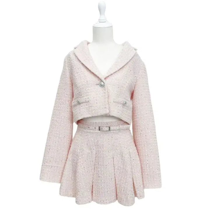 [BUNJANG] Michel Macaron Tweed Jacket and Skirt Set / 미셸마카롱 반짝이 트위드 재킷 스커트 셋업