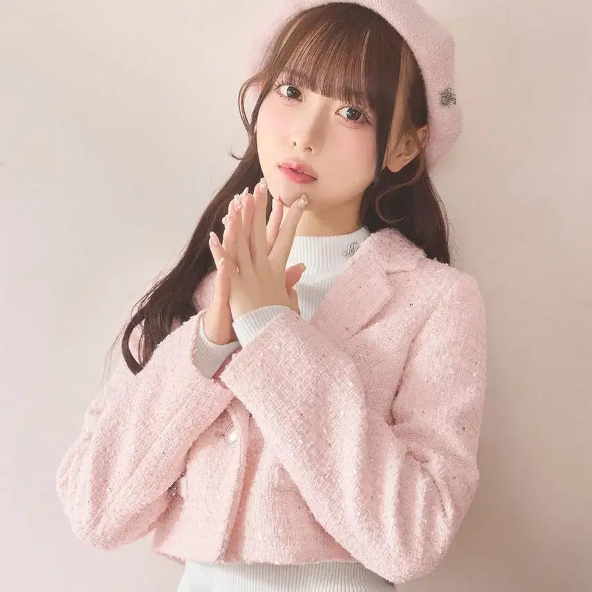 [BUNJANG] Michel Macaron Tweed Jacket and Skirt Set / 미셸마카롱 반짝이 트위드 재킷 스커트 셋업