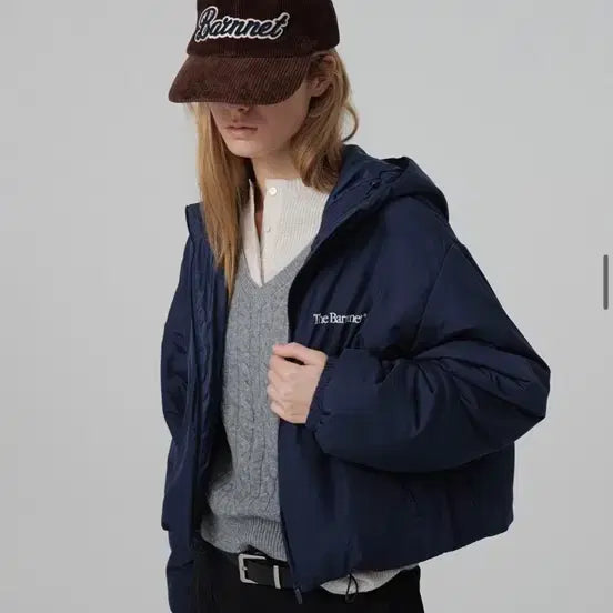 [BUNJANG] The Barnet Crop Puffer Jacket Navy / 더바넷 크롭 푸퍼 자켓 네이비