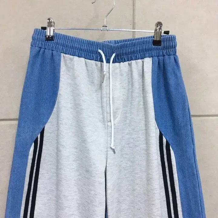 [BUNJANG] Blue Color Block Training Jogger Pants / 블루 배색 허리밴딩 트레이닝 조거 팬츠