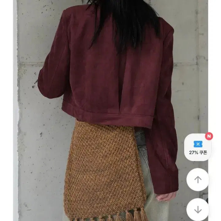 [BUNJANG] Binary One Niku Suede Crop Jacket / 바이너리원 니쿠 스웨이드 크롭자켓