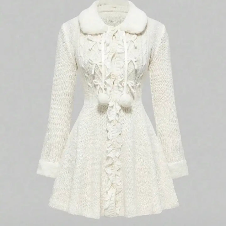 [SOLD OUT] 쉬인 shein 아이보리 퍼 카라 니트 판매 알리 테무 빈티지 에이블리