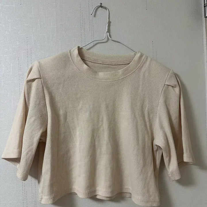 [BUNJANG] Ivory Ribbed Knit Top and Pants Set / 아이보리 골지 반팔티 + 바지 세트