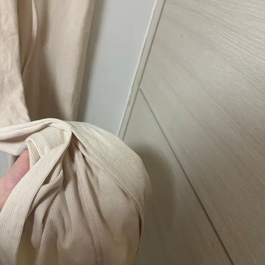 [BUNJANG] Ivory Ribbed Knit Top and Pants Set / 아이보리 골지 반팔티 + 바지 세트