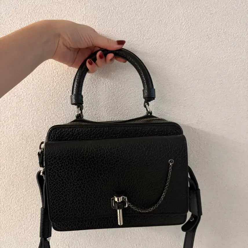 [BUNJANG] CARVEN Black Leather Tote/Shoulder Bag / CARVEN 까르뱅 블랙 레더 토트백 겸 숄더백