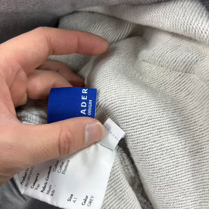 [BUNJANG] Ader Error Og Tab Logo Hoodie Gray / 아더에러 Og Tab 로고 후드티 그레이