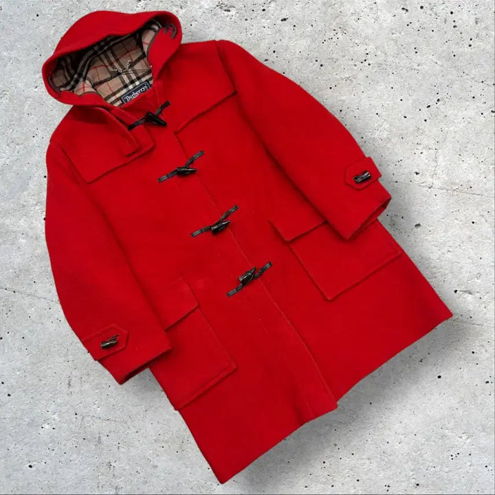 [BUNJANG] Burberry Glover Wool Red Duffle Coat / [M] 버버리 글로버울 레드 더플 코트