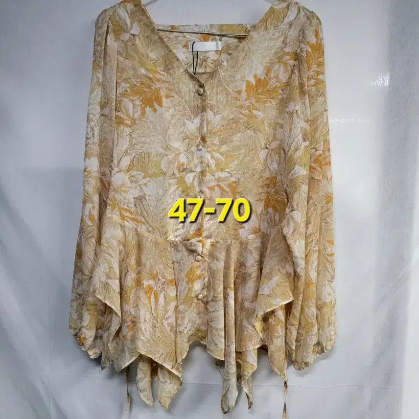 [BUNJANG] Chiffon Floral Blouse - New / 쉬폰 플라워 블라우스 47-70 새상품