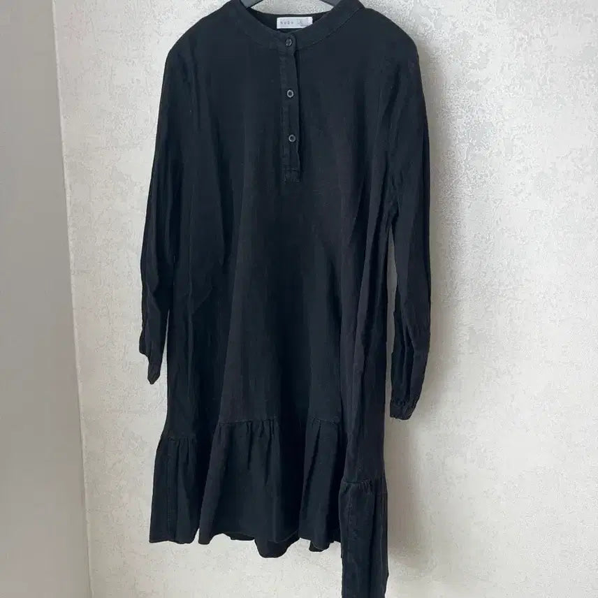 [BUNJANG] Black Frill Midi Dress / 블랙 긴팔 밑단 프릴 미디 원피스 프리사이즈 임산부가능