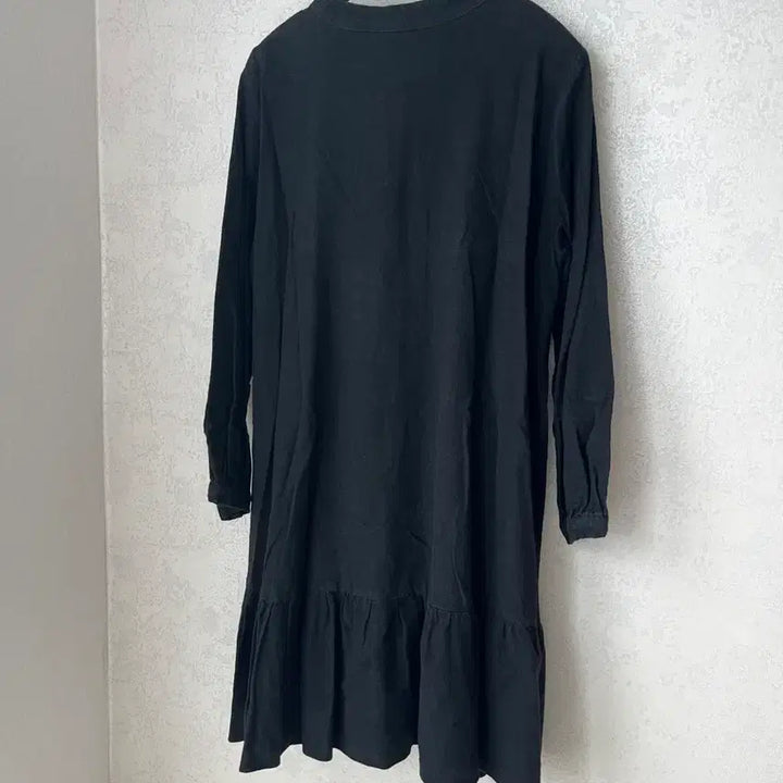 [BUNJANG] Black Frill Midi Dress / 블랙 긴팔 밑단 프릴 미디 원피스 프리사이즈 임산부가능