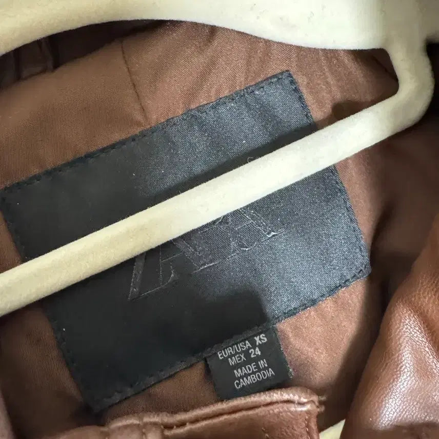 [BUNJANG] Zara Brown Leather Belted Jacket / XS / (Zara)브라운 레더 벨트 자켓 /xs