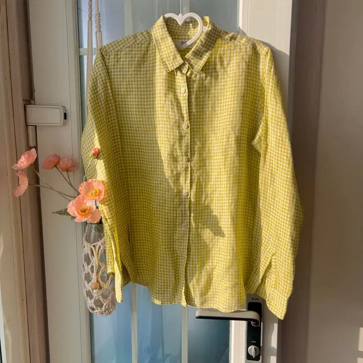 [SOLD OUT] 일본 유니클로 라임 체크 린넨 셔츠 - 옷장정리