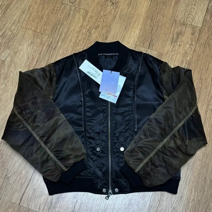 [BUNJANG] Andersson Bell Mesh Sleeve Bomber Jacket (Black, L) / 앤더슨벨 메쉬 슬리브 블랙 봄버 자켓 L사이즈