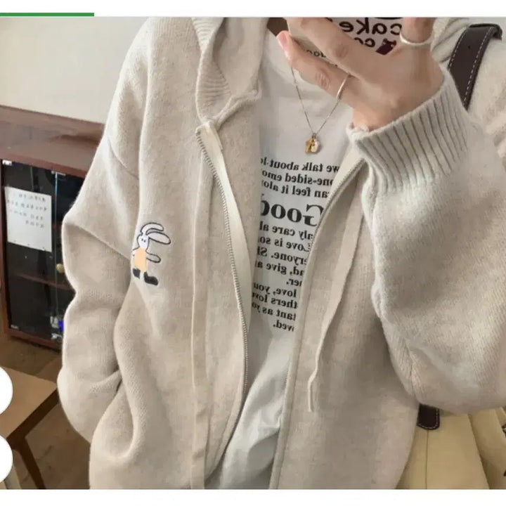 [BUNJANG] Hooded Knit Zip-up Cardigan / 후드스타일 니트 집업 가디건 (무료배송)