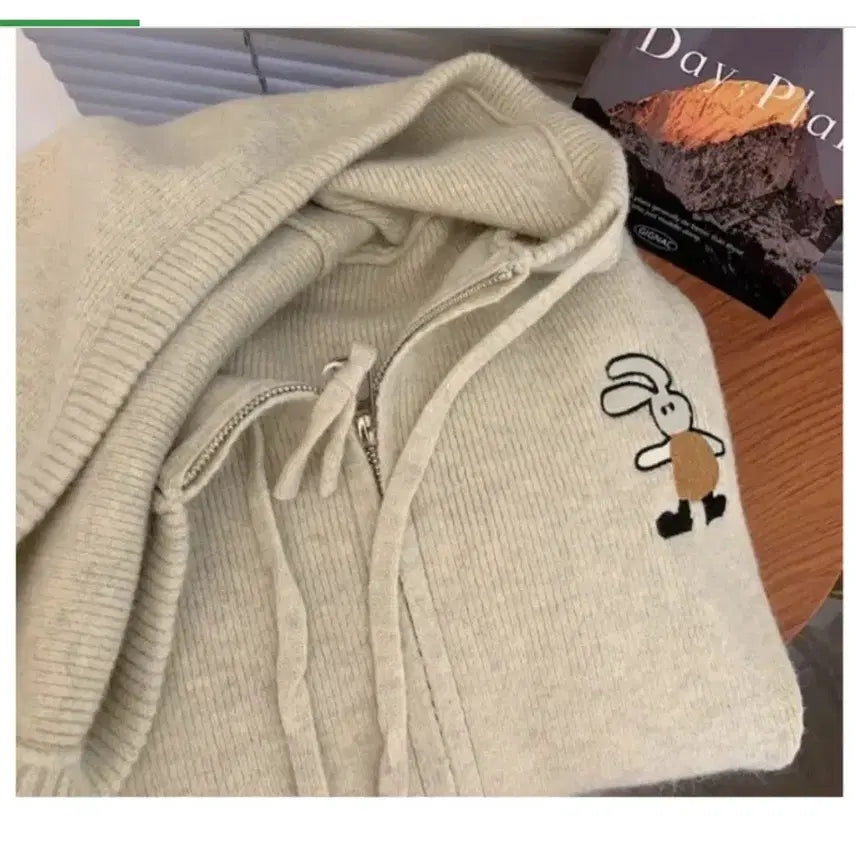 [BUNJANG] Hooded Knit Zip-up Cardigan / 후드스타일 니트 집업 가디건 (무료배송)