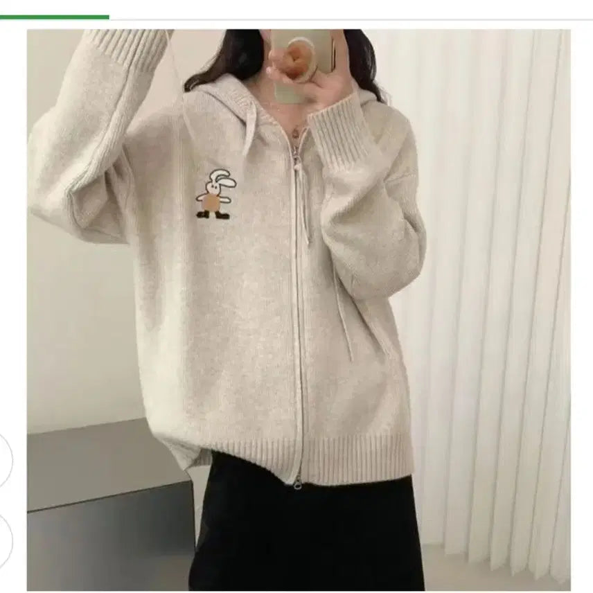 [BUNJANG] Hooded Knit Zip-up Cardigan / 후드스타일 니트 집업 가디건 (무료배송)