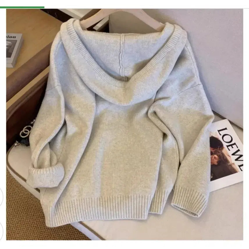 [BUNJANG] Hooded Knit Zip-up Cardigan / 후드스타일 니트 집업 가디건 (무료배송)