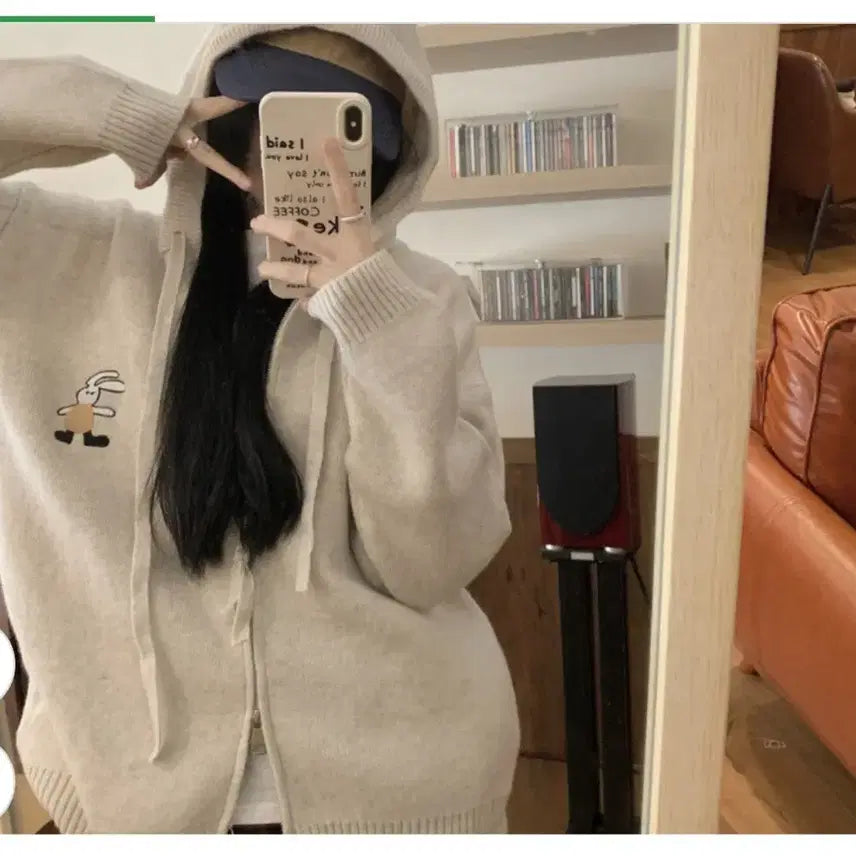 [BUNJANG] Hooded Knit Zip-up Cardigan / 후드스타일 니트 집업 가디건 (무료배송)