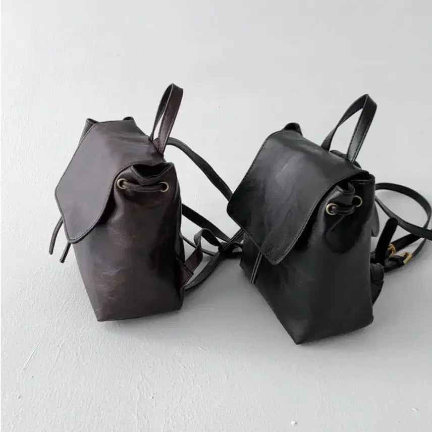 [BUNJANG] Shift8 Vintage Square Mini Leather Backpack / 지그재그(시프트에잇) 빈티지 스퀘어 미니 레더 백팩/복조리 가방
