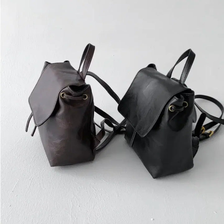 [BUNJANG] Shift8 Vintage Square Mini Leather Backpack / 지그재그(시프트에잇) 빈티지 스퀘어 미니 레더 백팩/복조리 가방