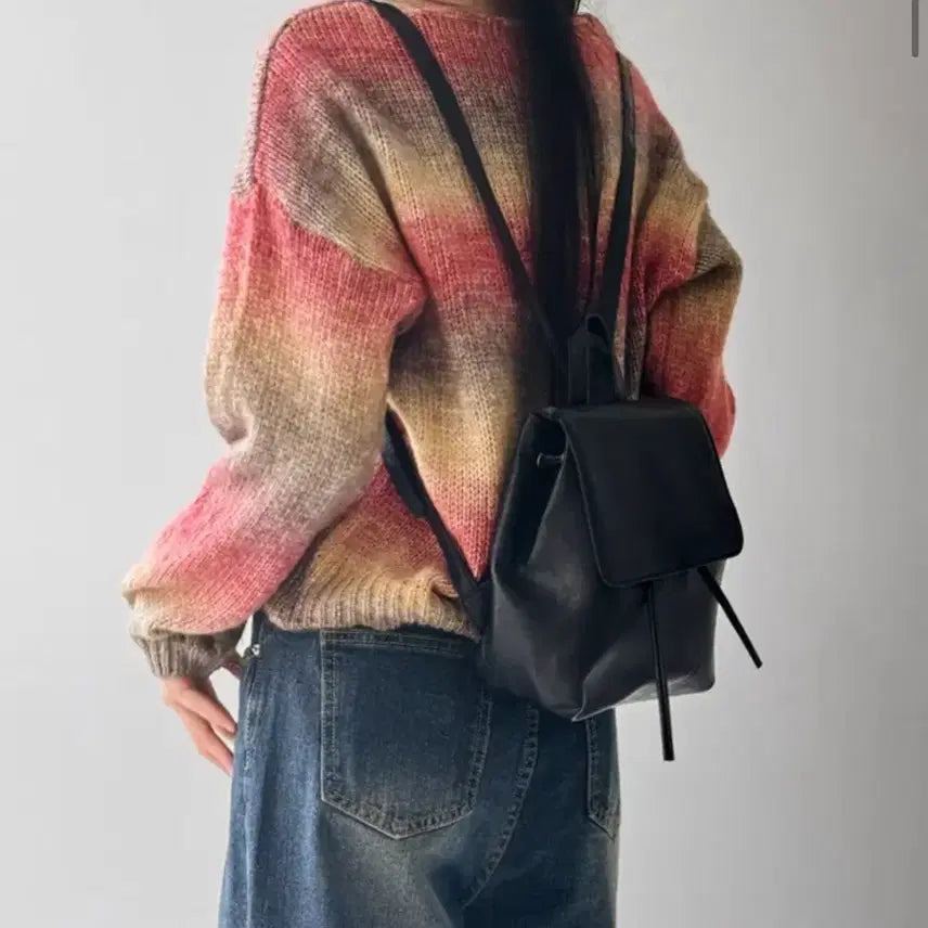 [BUNJANG] Shift8 Vintage Square Mini Leather Backpack / 지그재그(시프트에잇) 빈티지 스퀘어 미니 레더 백팩/복조리 가방