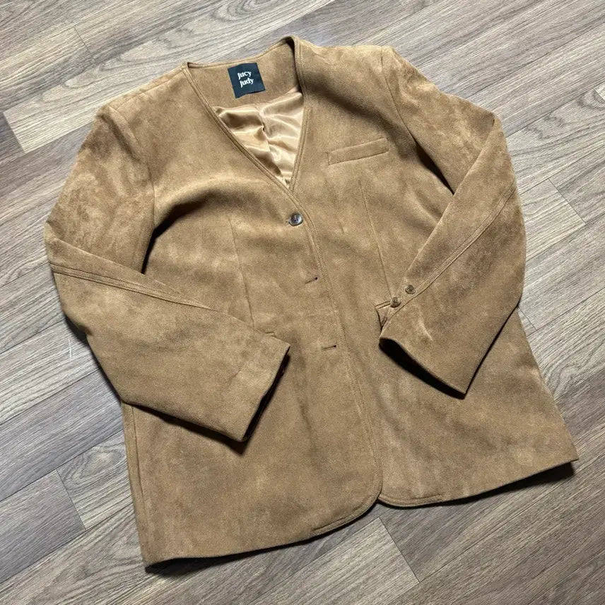 [BUNJANG] Juicy Judy V-Neck Suede Jacket Camel / 쥬시쥬디 브이넥 스웨이드 자켓 카멜