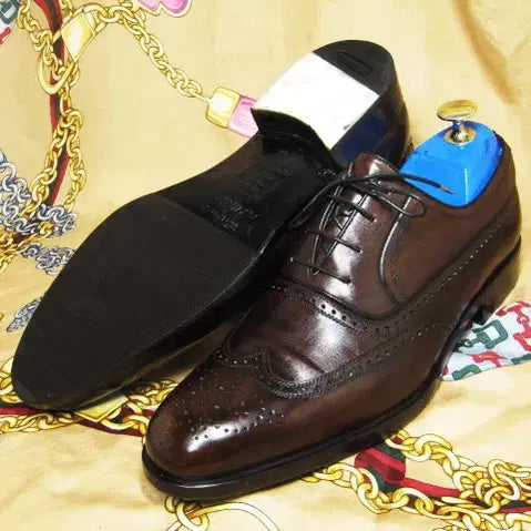 [BUNJANG] A. Testoni Black Label Calfskin Wingtip Oxford Shoes / 이태리명품 아테스토니 블랙라벨 카프스킨 윙팁 옥스포드 250 255