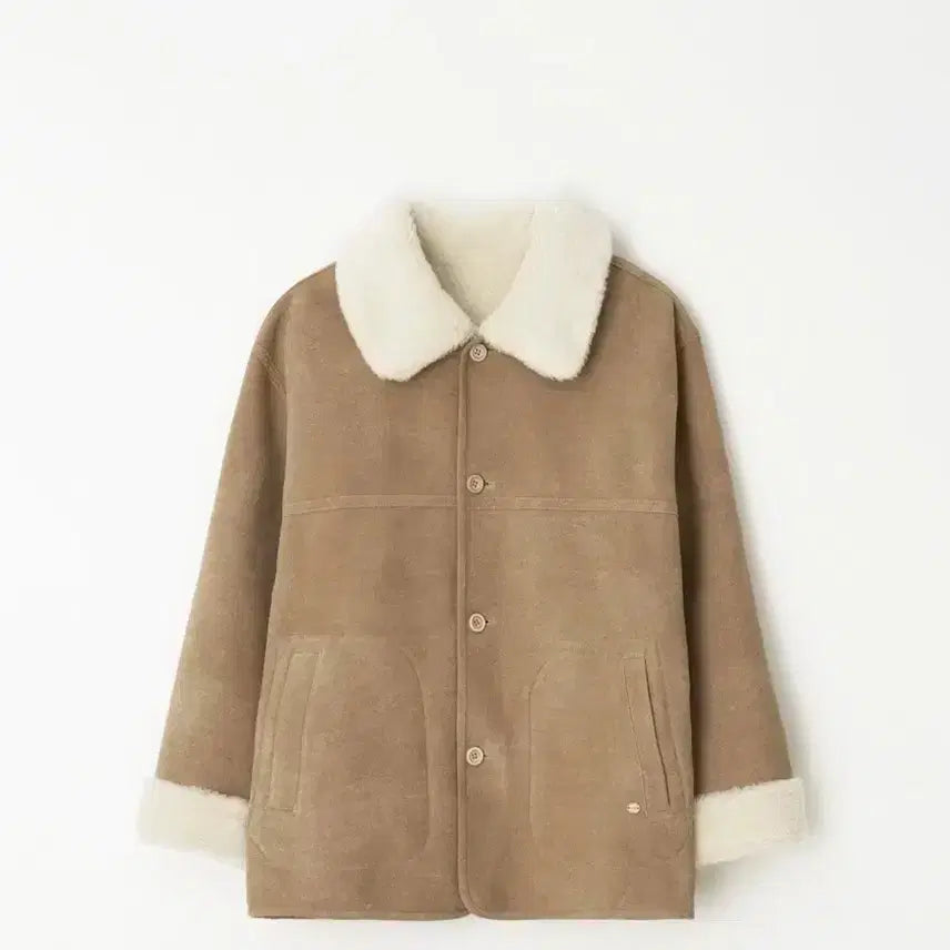 [BUNJANG] Hoas Reversible Faux Shearling Cream Jacket / 호와스 리버시블 반프 무스탕 크림
