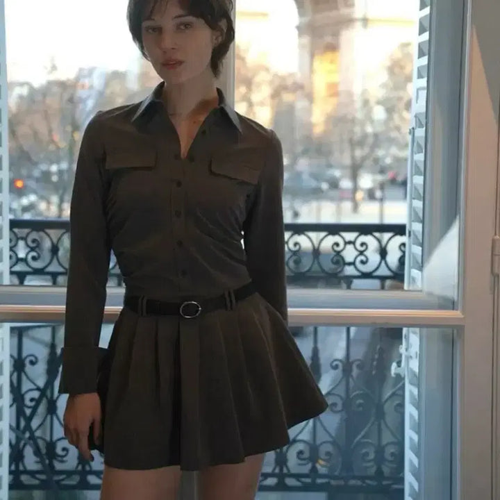 [BUNJANG] Hibernet Shirring Pleats Dress Gray S / 하이버넷 셔링 플리츠 원피스 그레이s
